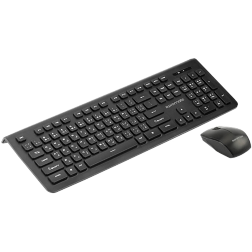 Promate Slim Ergonomic Wireless Keyboard & Mouse Combo (Black)