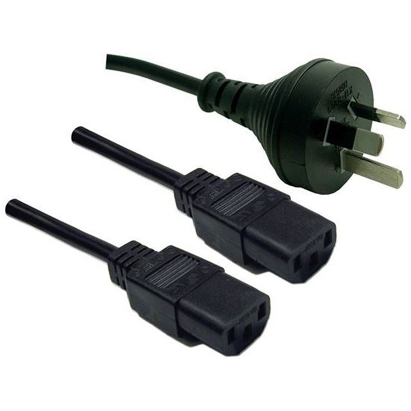 DYNAMIX 3-Pin/IEC Female 10A 'Y' Power Cord (Black, 2 m)