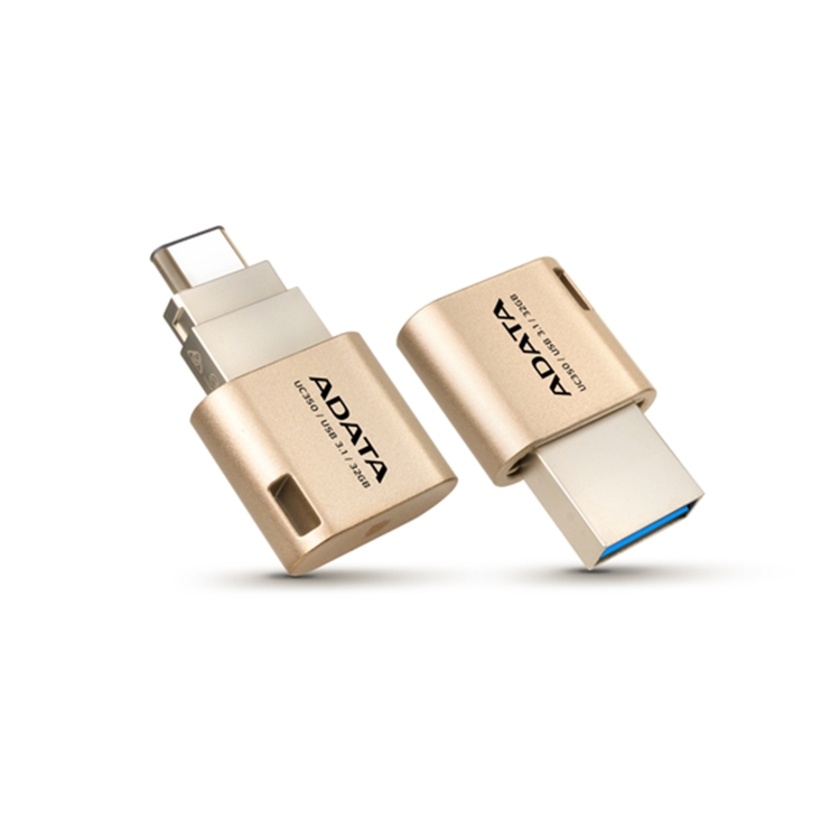 ADATA UC350 32GB USB 3.1 Type A/Type-C Flash Drive (Gold)