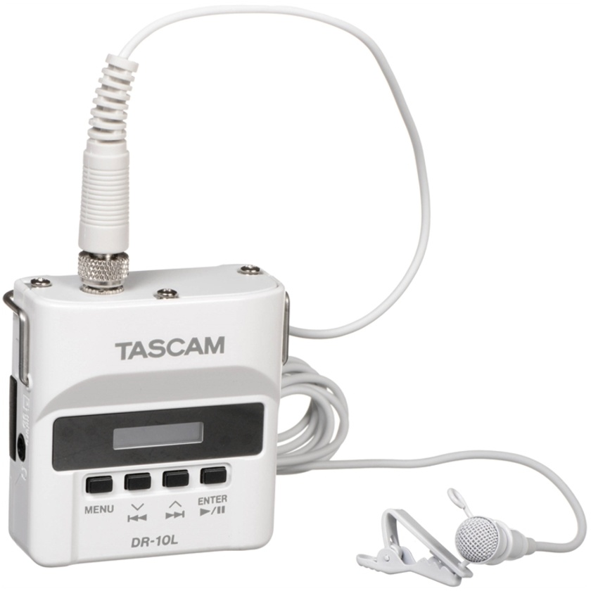 Tascam DR-10L Digital Audio Recorder with Lavalier Mic (White)