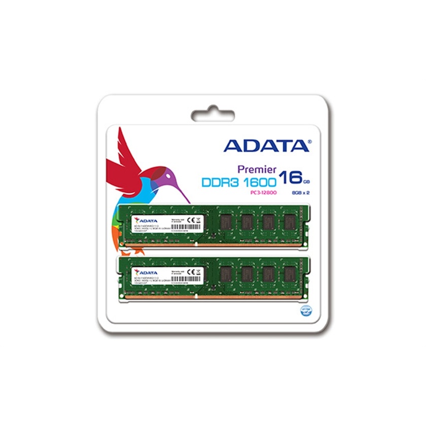 ADATA 16GB DDR3 1600MHz Unbuffered DIMM Desktop RAM Dual Module Kit (2 x 8GB)