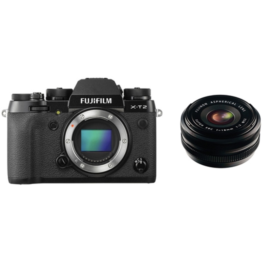 Fujifilm X-T2 Mirrorless Digital Camera (Black) with XF 18mm f/2.0 Lens