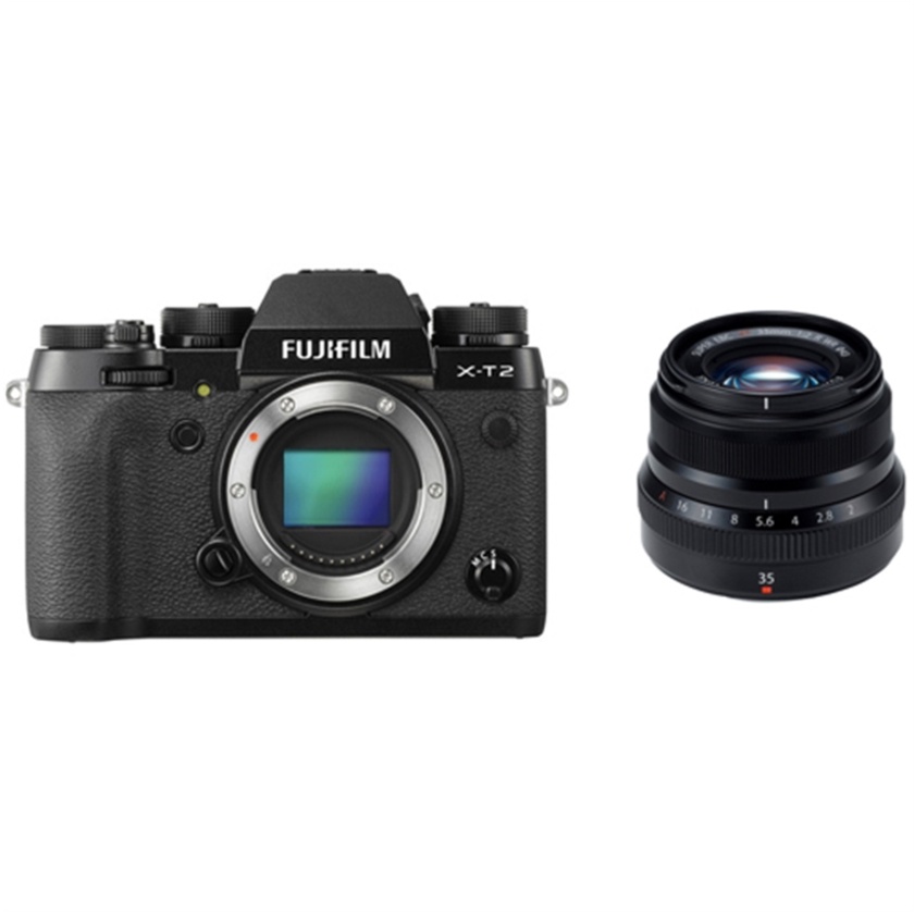 Fujifilm X-T2 Mirrorless Digital Camera (Black) with XF 35mm F2 Lens (Black)