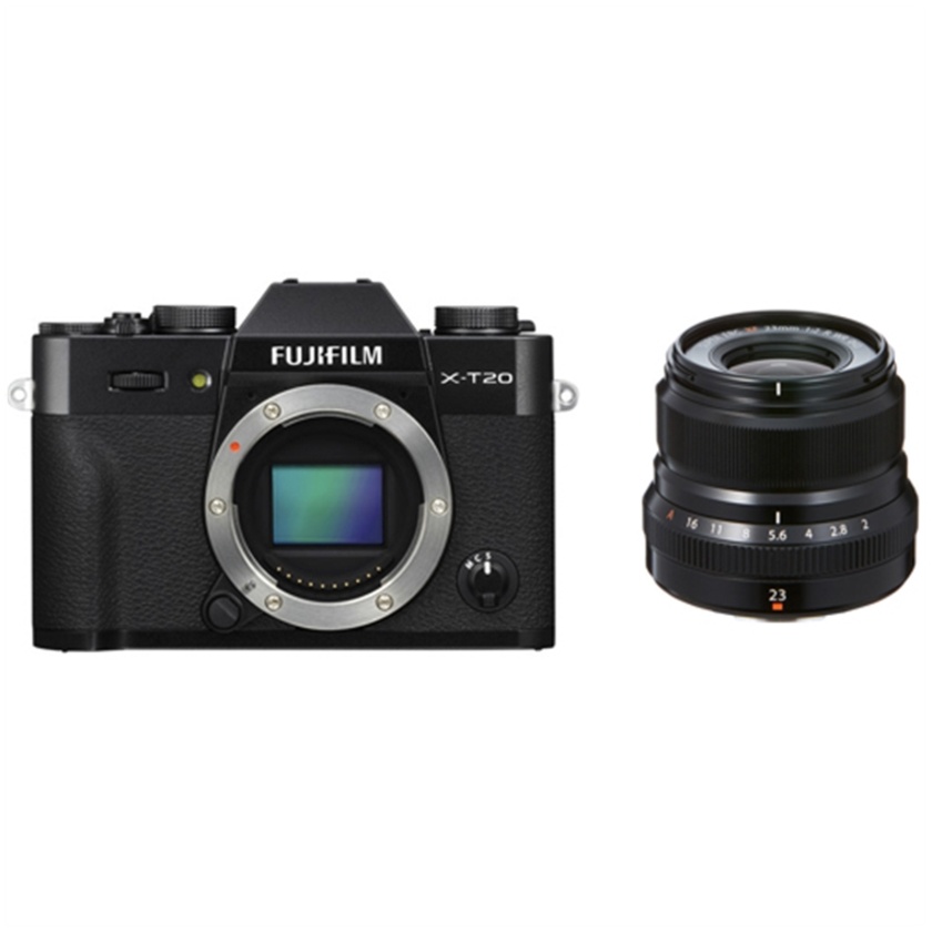Fujifilm X-T20 Mirrorless Digital Camera (Black) with XF 23mm f/2 R WR Lens (Black)