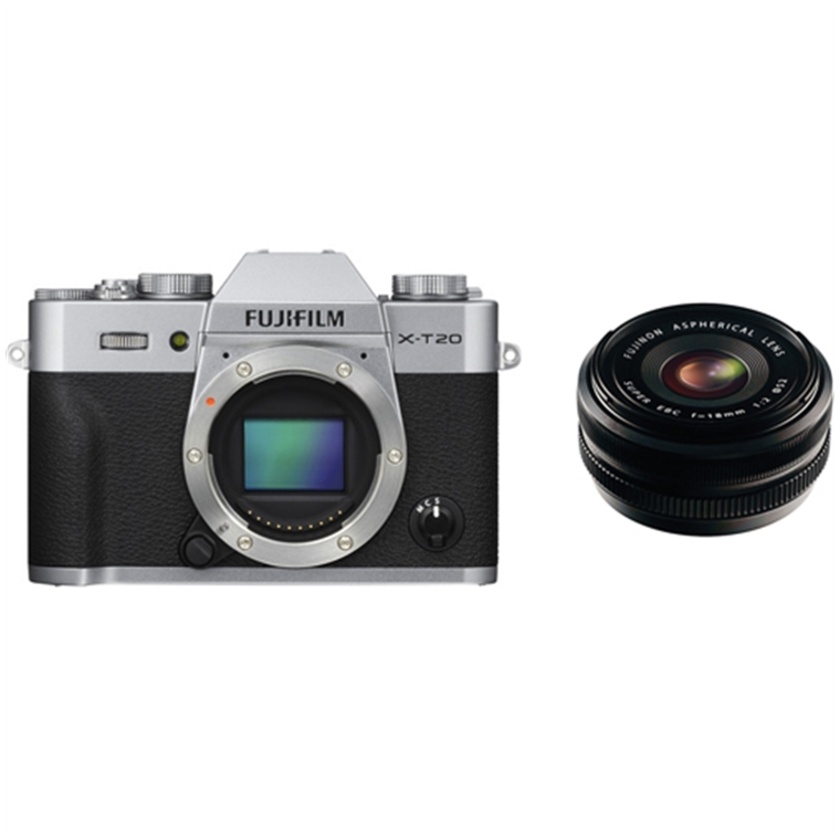 Fujifilm X-T20 Mirrorless Digital Camera (Silver) with XF 18mm f/2.0 R Lens