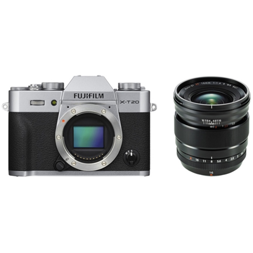 Fujifilm X-T20 Mirrorless Digital Camera (Silver) with XF 16mm f/1.4 R WR Lens
