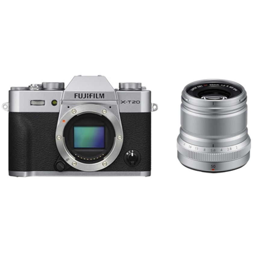Fujifilm X-T20 Mirrorless Digital Camera (Silver) with XF 50mm f/2 R WR Lens (Silver)