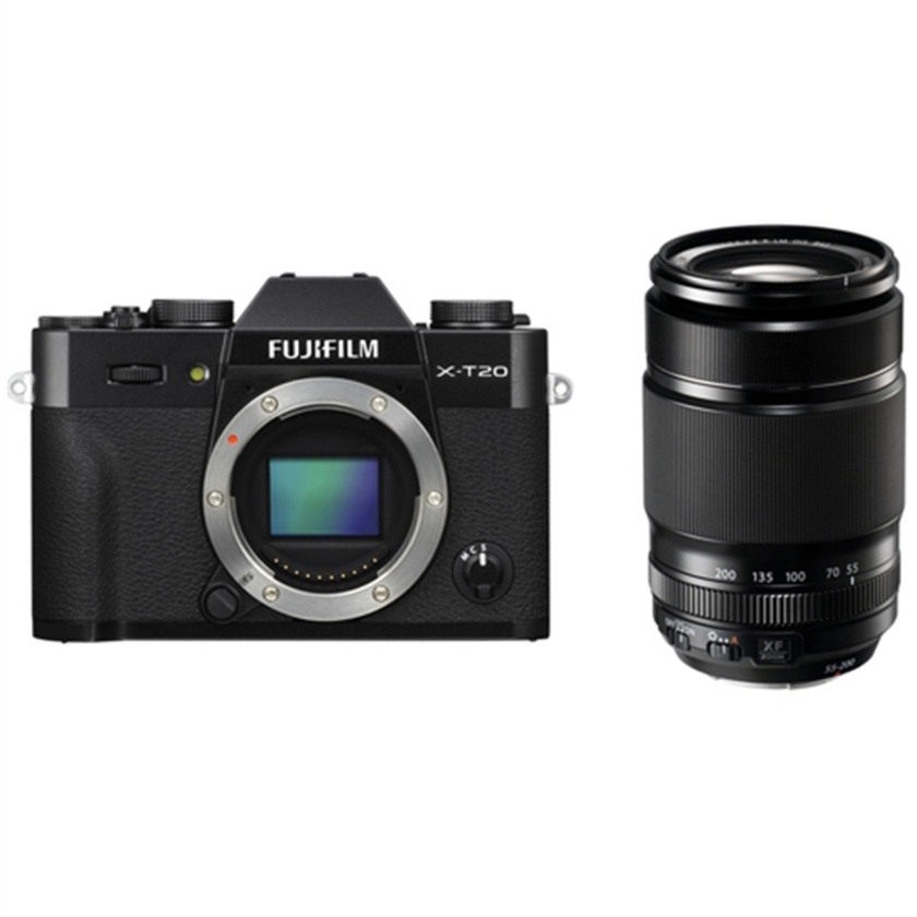 Fujifilm X-T20 Mirrorless Digital Camera (Black) with XF 55-200mm f/3.5-4.8 R LM OIS Lens