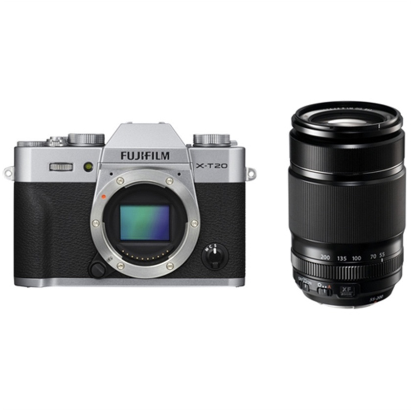 Fujifilm X-T20 Mirrorless Digital Camera (Silver) with XF 55-200mm f/3.5-4.8 R LM OIS Lens