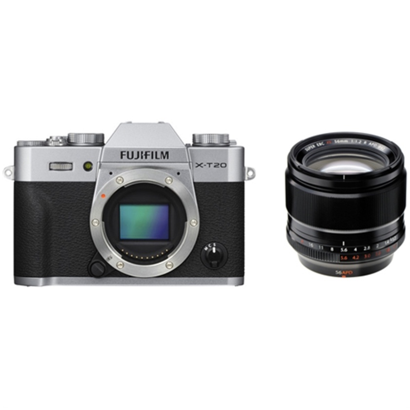 Fujifilm X-T20 Mirrorless Digital Camera (Silver) with XF 56mm f/1.2 R APD Lens