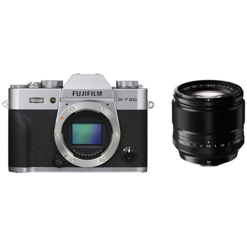 Fujifilm X-T20 Mirrorless Digital Camera (Silver) with XF 56mm f/1.2 R Lens