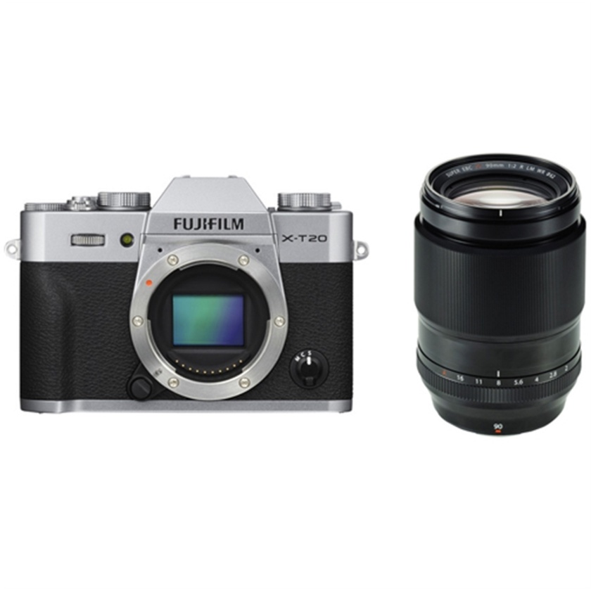 Fujifilm X-T20 Mirrorless Digital Camera (Silver) with XF 90mm f/2 R LM WR Lens