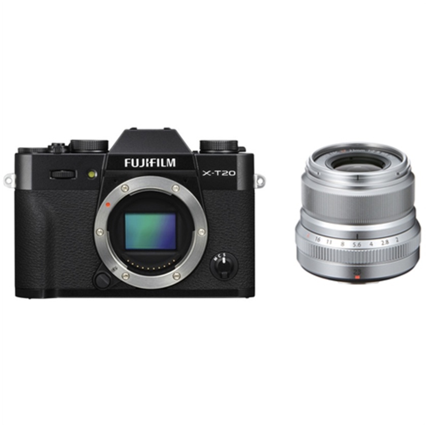 Fujifilm X-T20 Mirrorless Digital Camera (Black) with XF 23mm f/2 R WR Lens (Silver)