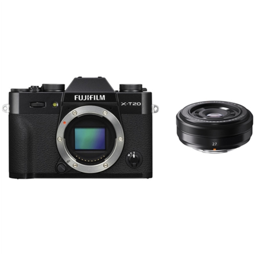 Fujifilm X-T20 Mirrorless Digital Camera (Black) with XF 27mm f/2.8 Lens (Black)