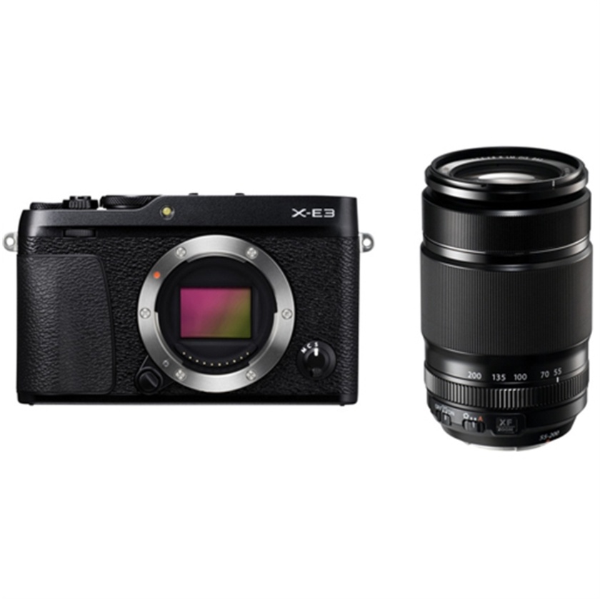 Fujifilm X-E3 Mirrorless Digital Camera (Black) with XF 55-200mm f/3.5-4.8 R LM OIS Lens