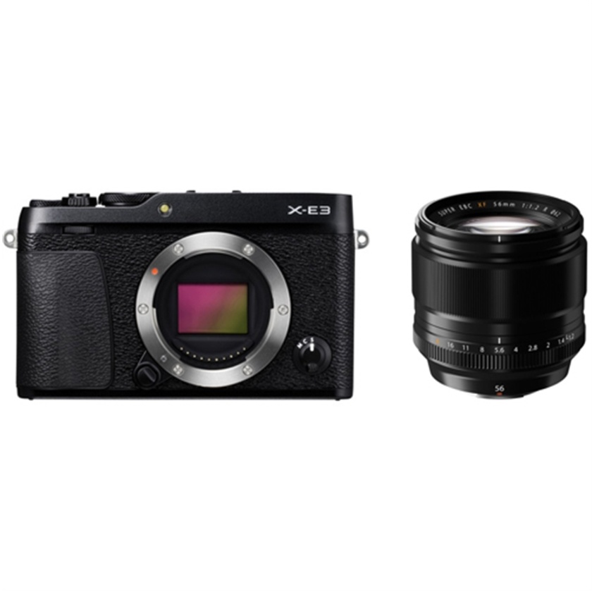 Fujifilm X-E3 Mirrorless Digital Camera (Black) with XF 56mm f/1.2 R Lens