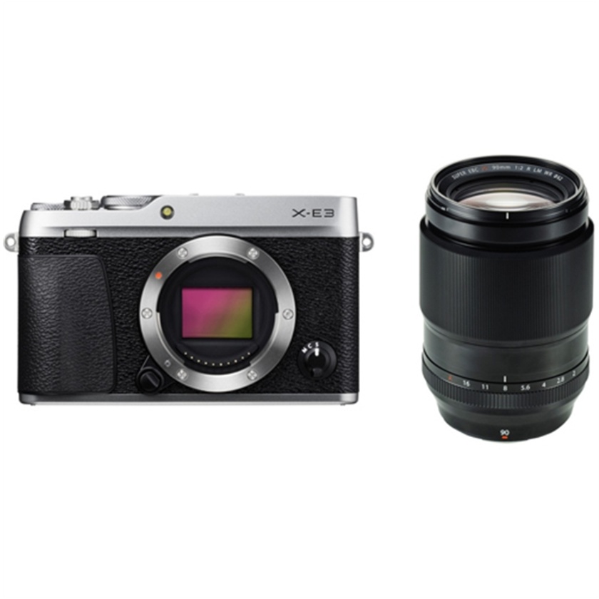 Fujifilm X-E3 Mirrorless Digital Camera (Silver) with XF 90mm f/2 R LM WR Lens