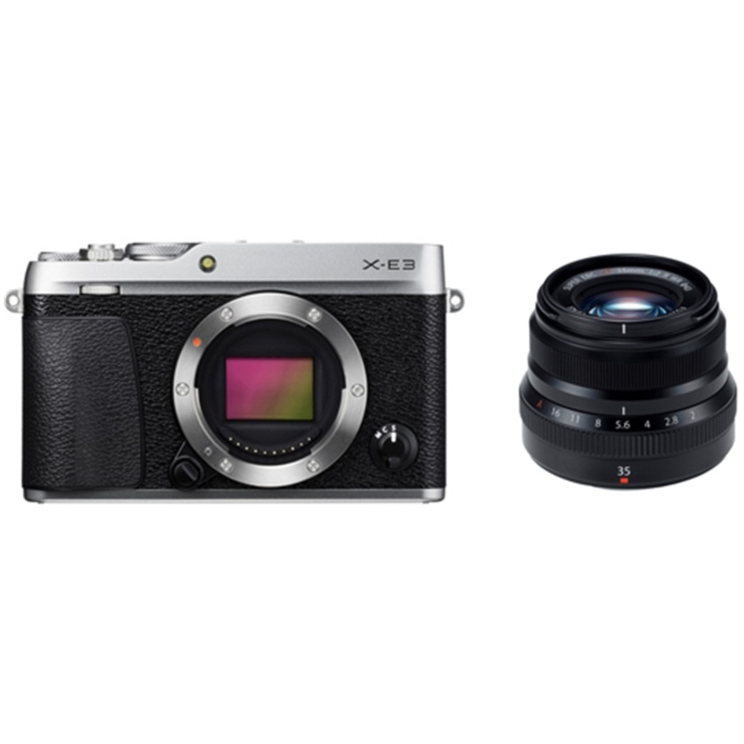 Fujifilm X-E3 Mirrorless Digital Camera (Silver) with XF 35mm f/2 R WR Lens (Black)