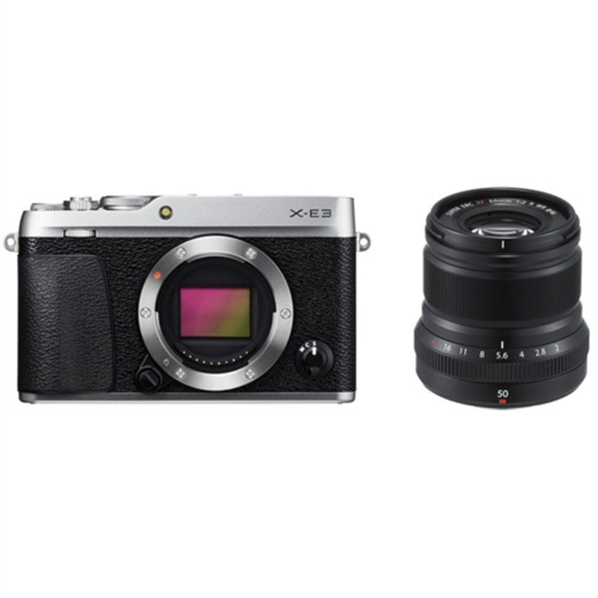 Fujifilm X-E3 Mirrorless Digital Camera (Silver) with XF 50mm f/2 R WR Lens (Black)