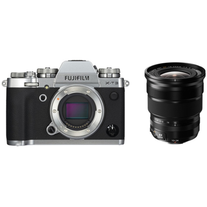 Fujifilm X-T3 Mirrorless Digital Camera (Silver) with XF 10-24mm f/4 R OIS Lens