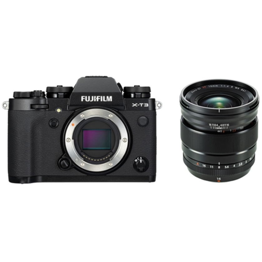 Fujifilm X-T3 Mirrorless Digital Camera (Black) with XF 16mm f/1.4 R WR Lens