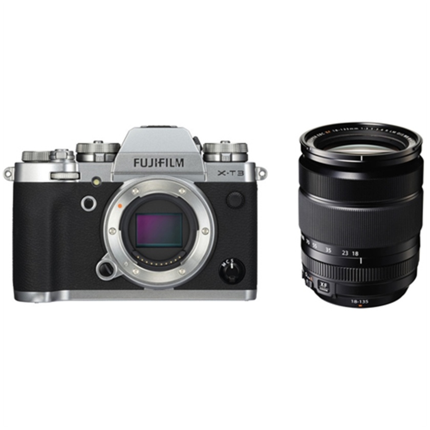 Fujifilm X-T3 Mirrorless Digital Camera (Silver) with XF 18-135mm f/3.5-5.6 R LM OIS WR Lens