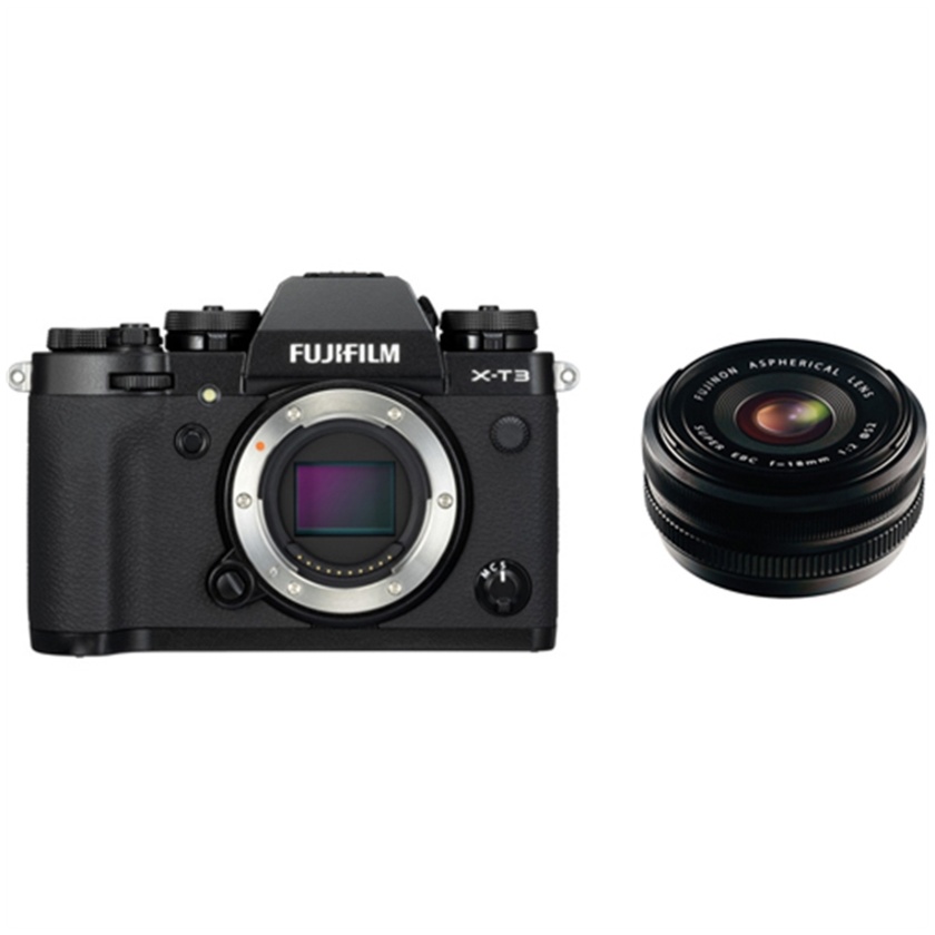 Fujifilm X-T3 Mirrorless Digital Camera (Black) with XF 18mm f/2.0 R Lens