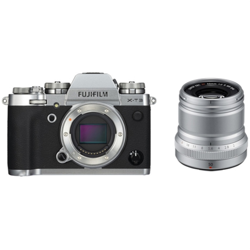 Fujifilm X-T3 Mirrorless Digital Camera (Silver) with XF 50mm f/2 R WR Lens (Silver)