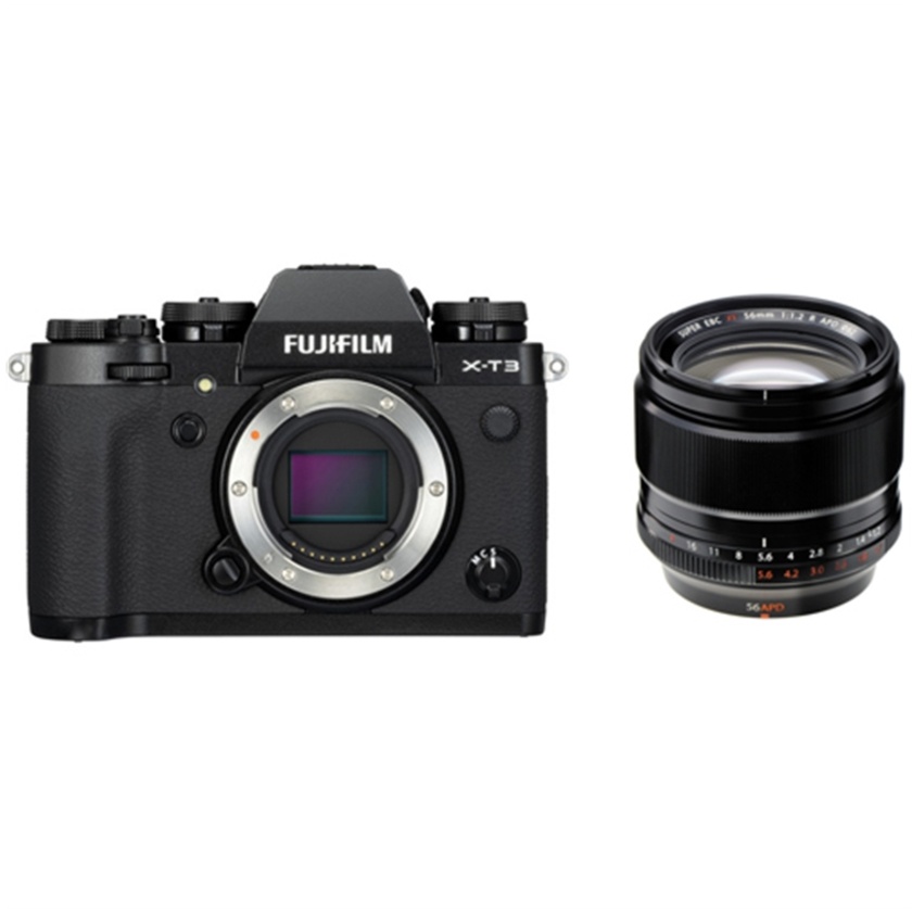 Fujifilm X-T3 Mirrorless Digital Camera (Black) with XF 56mm f/1.2 R APD Lens