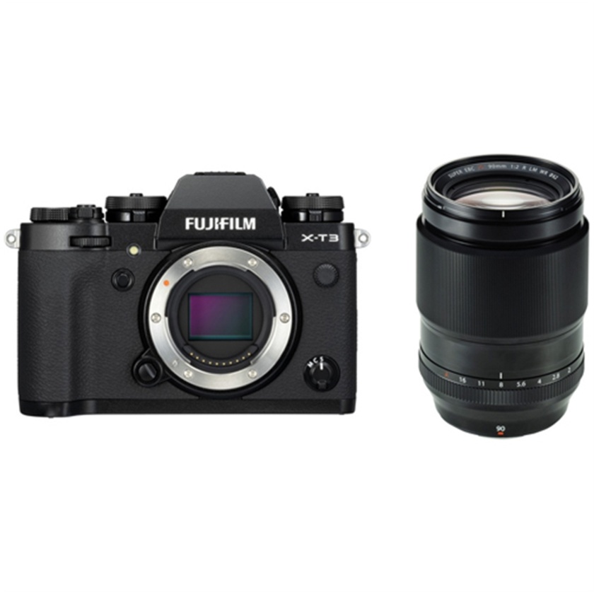Fujifilm X-T3 Mirrorless Digital Camera (Black) with XF 90mm f/2 R LM WR Lens