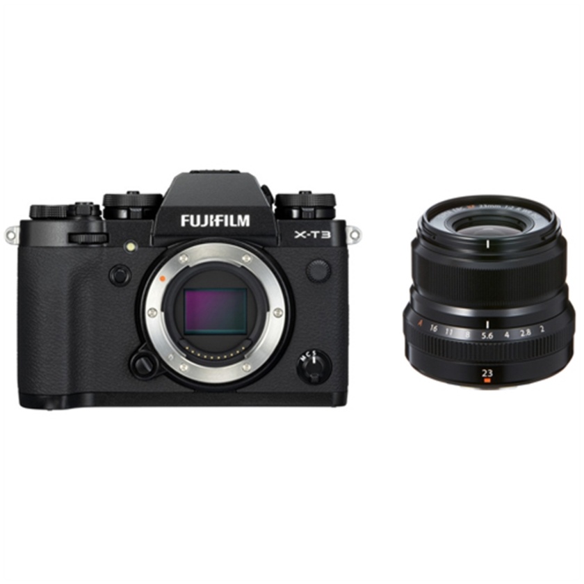 Fujifilm X-T3 Mirrorless Digital Camera (Black) with XF 23mm f/2 R WR Lens (Black)