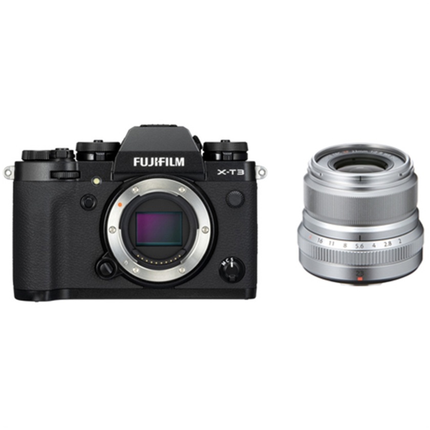 Fujifilm X-T3 Mirrorless Digital Camera (Black) with XF 23mm f/2 R WR Lens (Silver)