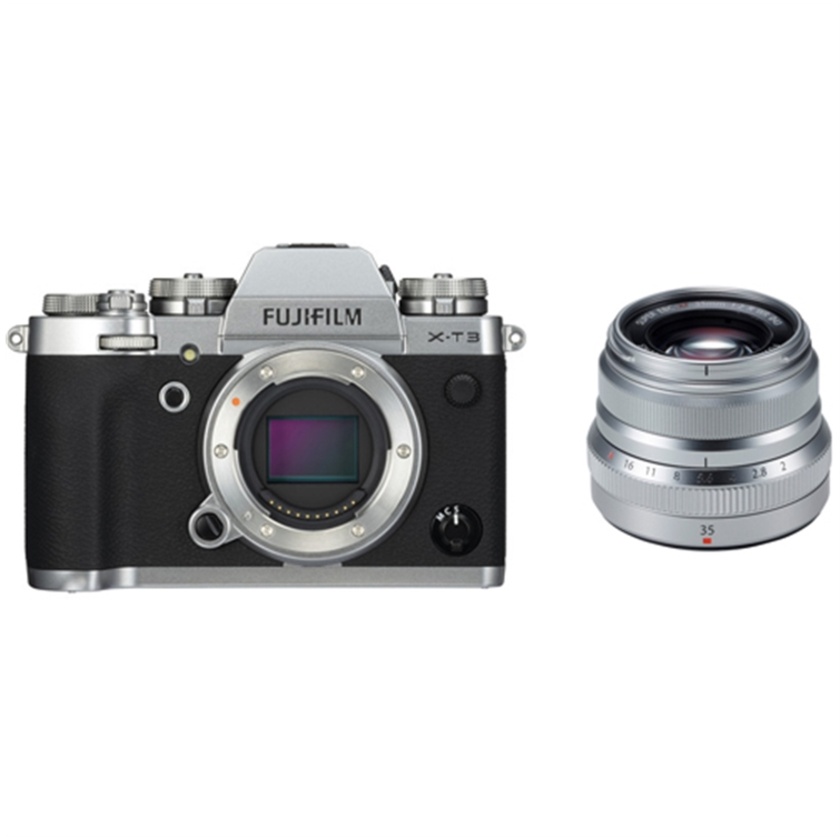 Fujifilm X-T3 Mirrorless Digital Camera (Silver) with XF 35mm f/2 R WR Lens (Silver)