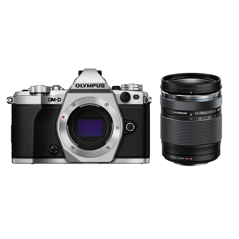 Olympus OM-D E-M5 Mark II Mirrorless Camera (Silver) with 14-150mm lens (Black)
