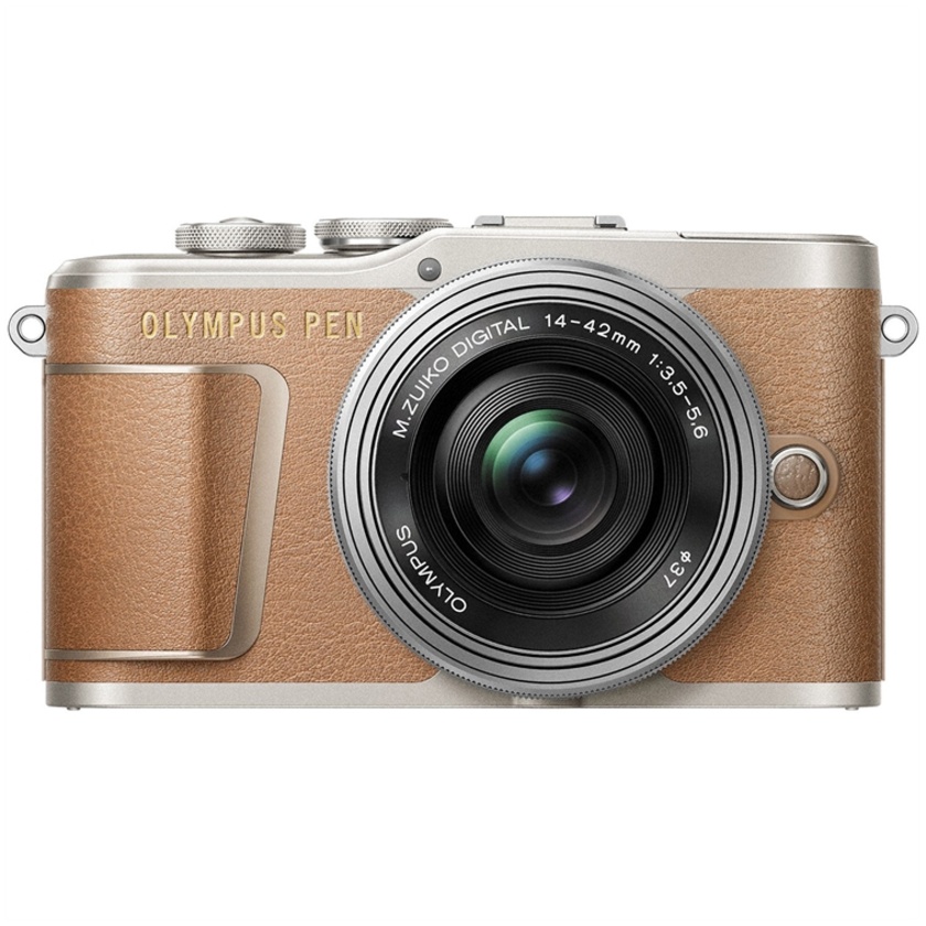 Olympus PEN E-PL9 Mirrorless Camera (Brown) with 14-42mm Lens (Silver)