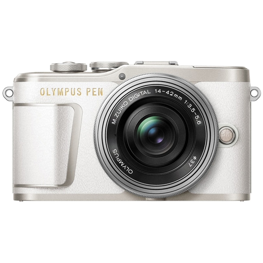 Olympus PEN E-PL9 Mirrorless Camera (White) with 14-42mm Lens (Silver)