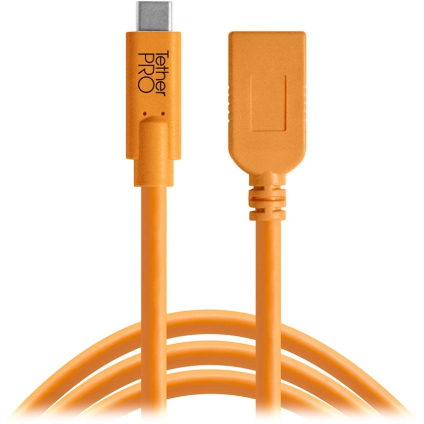 Tether Tools TetherPro USB Type-C to USB Type-A Female Adapter Extension Cable 4.6m (Orange)