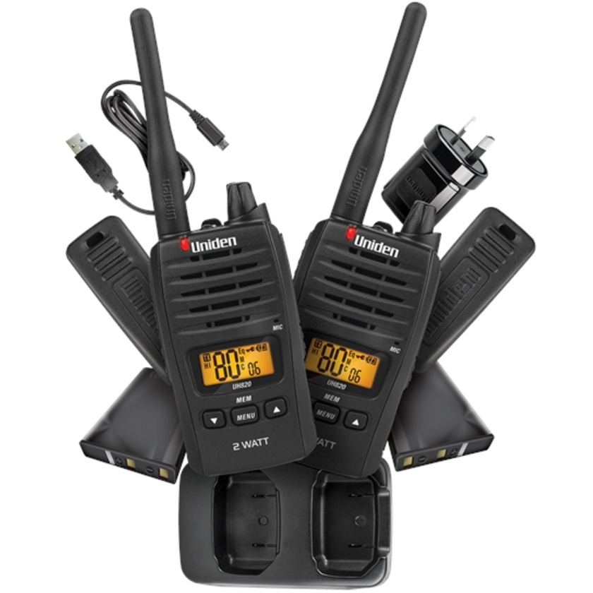 Uniden UH820-2 80 Channel 2 Watt UHF Handheld Radio (2Pk)