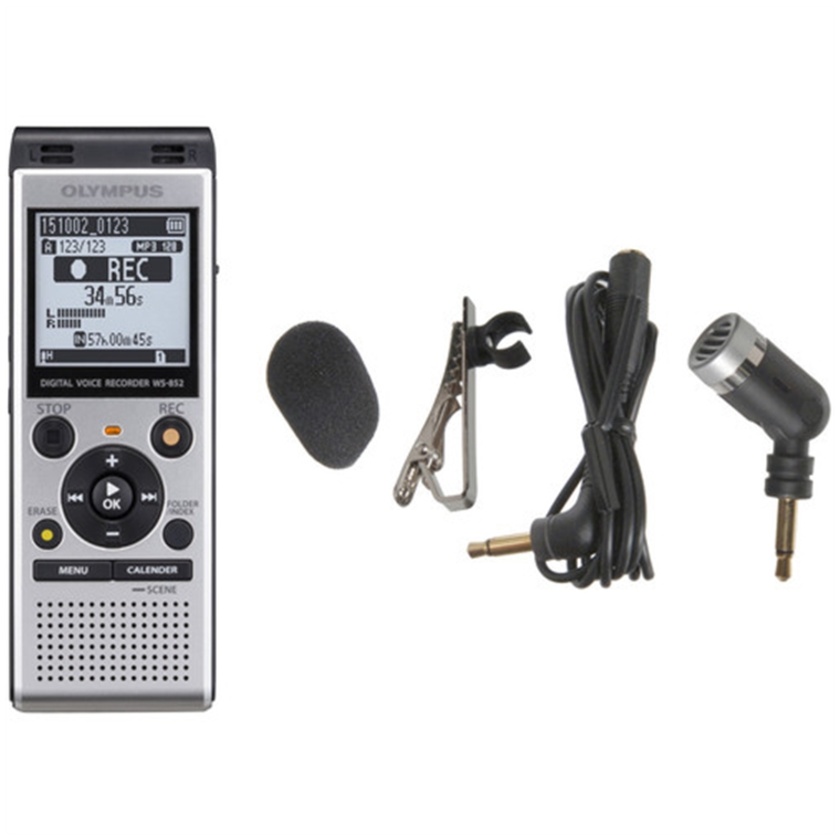 Olympus WS-852 Digital Voice Recorder and ME-52W Microphone Kit (Silver)