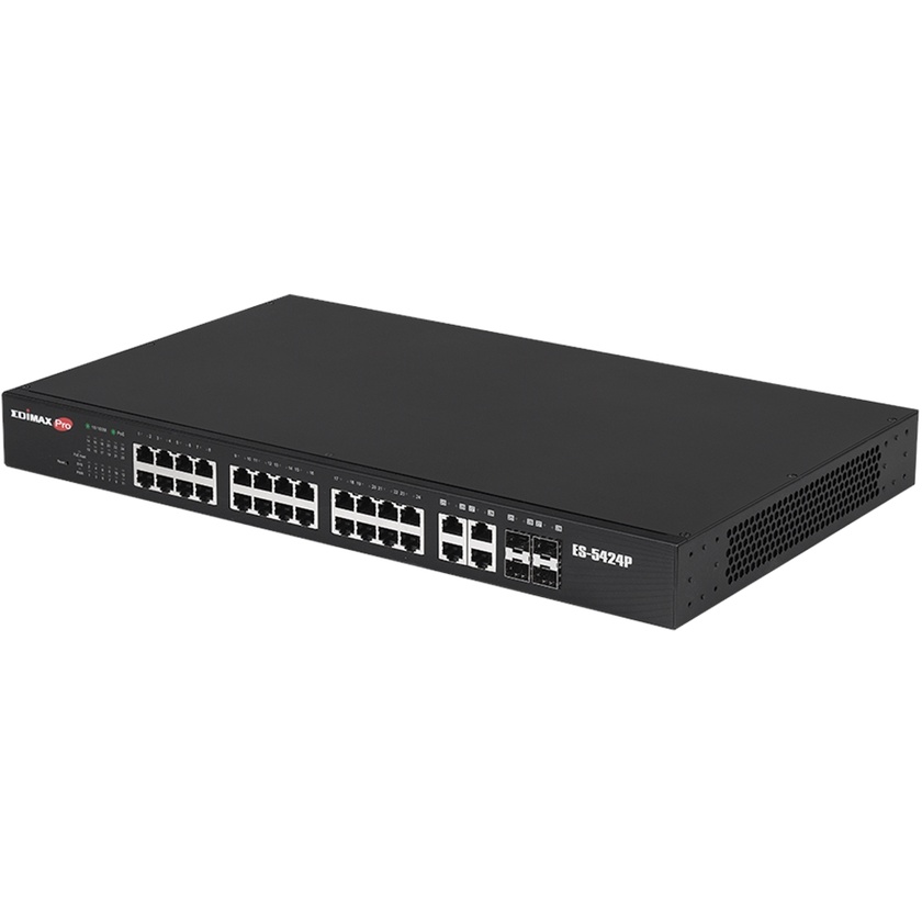 EDIMAX 24-Port Fast Ethernet PoE+ Web Smart Switch with 4 Gigabit RJ45/SFP Combo Ports