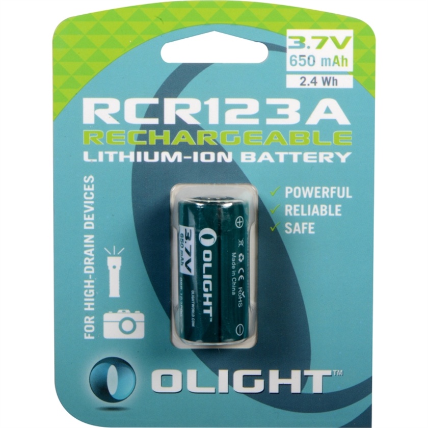 Olight RCR123A Lithium-Ion Rechargeable Battery (3.7V, 650mAh)