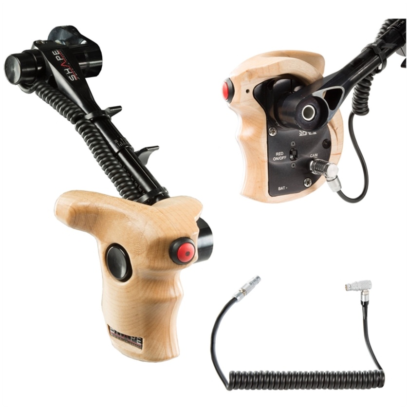 SHAPE Stop & Start Handle Grip with Telescopic Wood ARRI Rosette for ARRI Camera