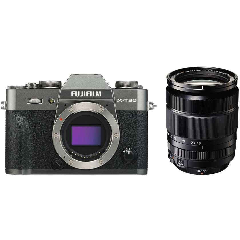 Fujifilm X-T30 Mirrorless Digital Camera (Charcoal) with XF 18-135mm f/3.5-5.6 R Lens (Black)