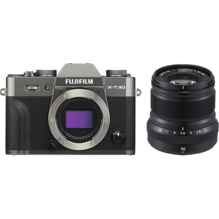 Fujifilm X-T30 Mirrorless Digital Camera (Charcoal) with XF 50mm f/2 R Lens (Black)