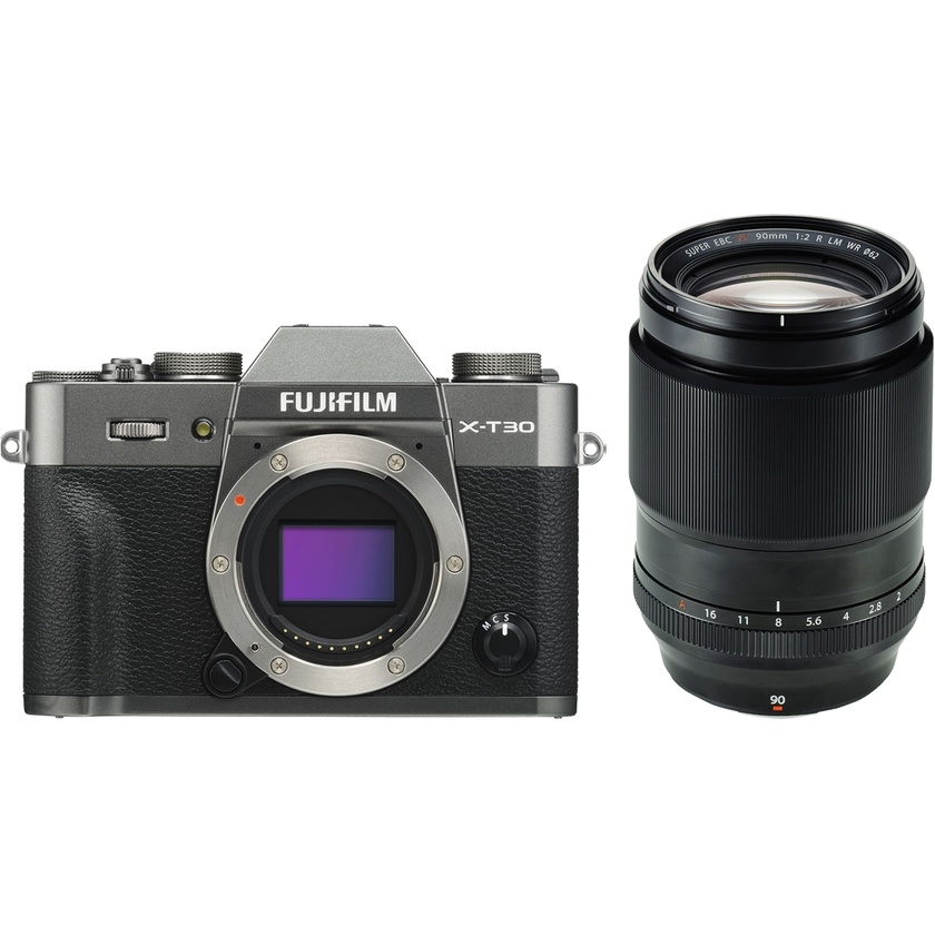 Fujifilm X-T30 Mirrorless Digital Camera (Charcoal) with Fujifilm XF 90mm f/2 R Lens (Black)