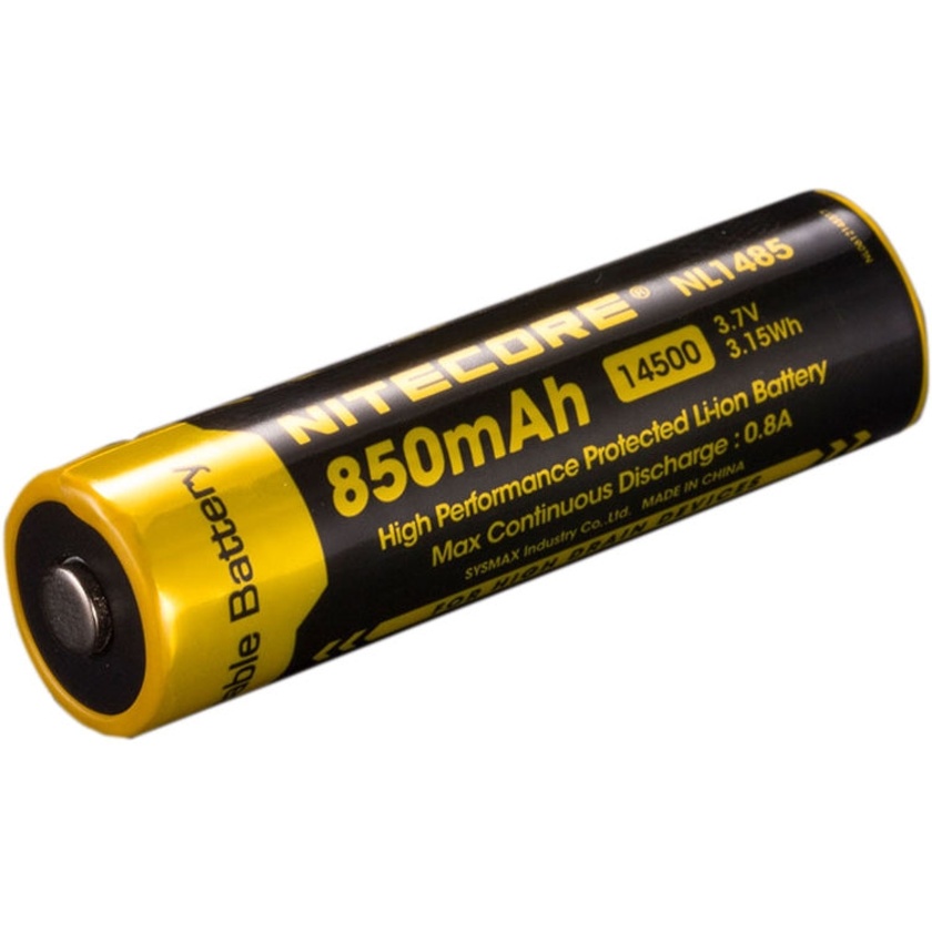 Nitecore NL1485 14500 Rechargeable Lithium-Ion Battery (3.7V, 850mAh, 3.15Wh)