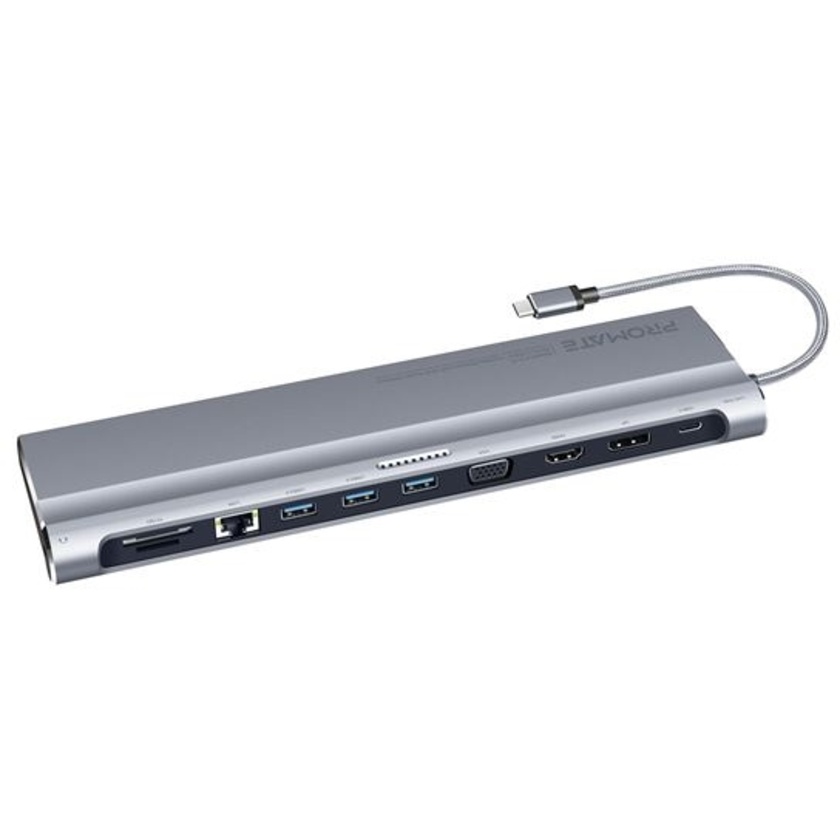 Promate All-in-1 USB-C Docking Station with 87W Power Delivery (Silver)