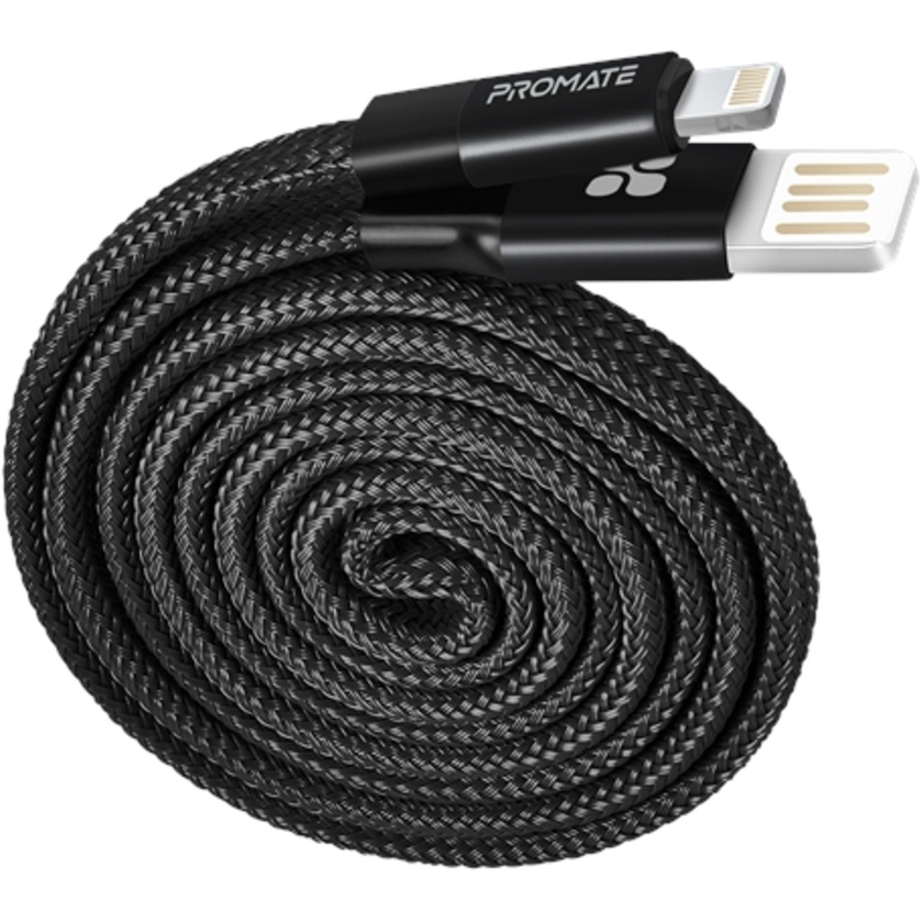 Promate USB-A to Lightning Cable with 2A Fast Charging (Black, 1.2m)