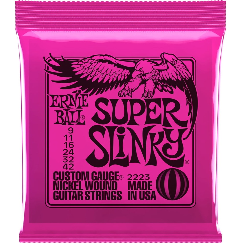 Ernie Ball Super Slinky Nickel Wound Electric Guitar Strings (6-String Set, .009 - .042)