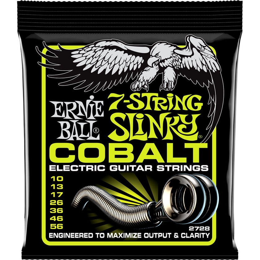 Ernie Ball Cobalt 7-String Regular Slinky Electric Guitar Strings (7-String Set, .010 - .056)